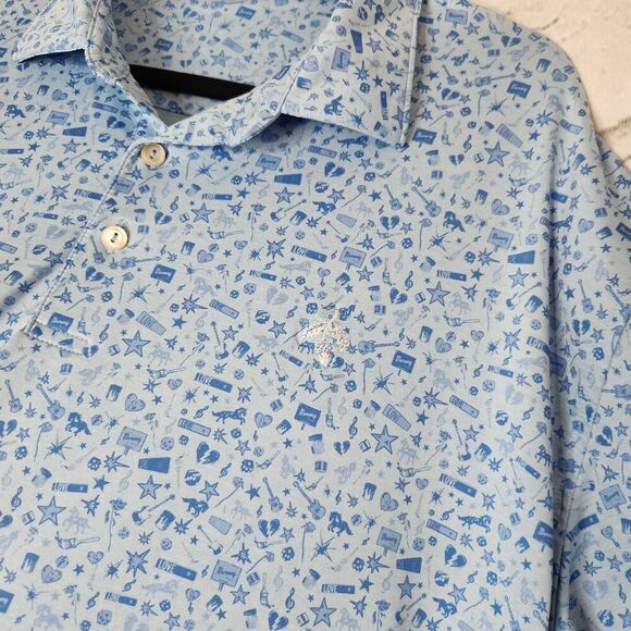 Peter Millar Mens Light Blue Embroidered Golf Polo Top Size XL Comfort - Picture 5 of 11
